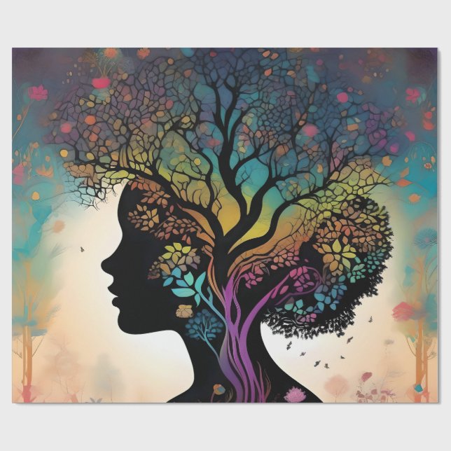 Papel De Presente **"Essência da Terra: Abstrato Mãe Natureza"* (Aberto)