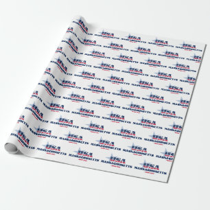 Papel De Presente Estado de Estrelas e Stripes de Massachusetts