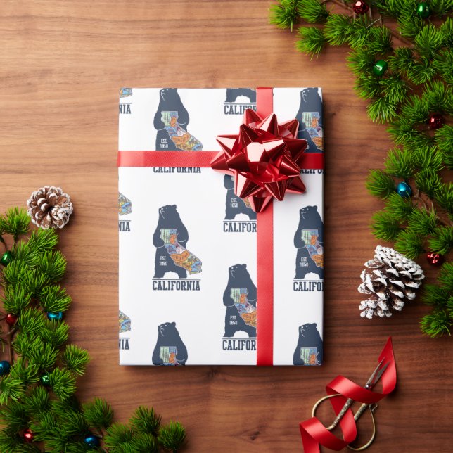 Papel De Presente Estado do Ouro do Urso da Califórnia (Presente de Natal)