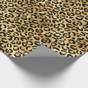 Papel De Presente Estampa Animal Leopardo Guepardo Dourado Preto
