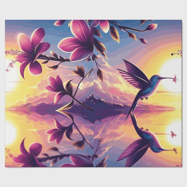 papel de presente estampa beija flor (Barra)