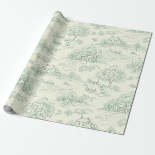 Papel De Presente Estampa de banheiro de animal de fazenda pastoral