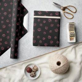 Papel De Presente Estampa de Pegada com Brilho em Rosa Dourado