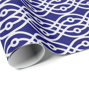 Papel De Presente Estampa de quimono, cinza prata e azul marinho