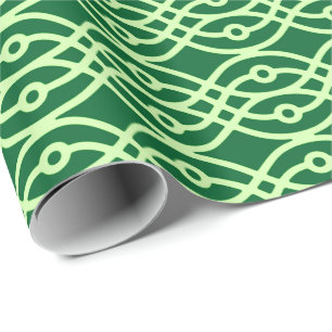 Papel De Presente Estampa de quimono, verde escuro e claro