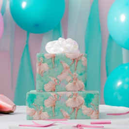 Papel De Presente Estampa Pequena Dançarina em Tons Pastéis Rosa e A
