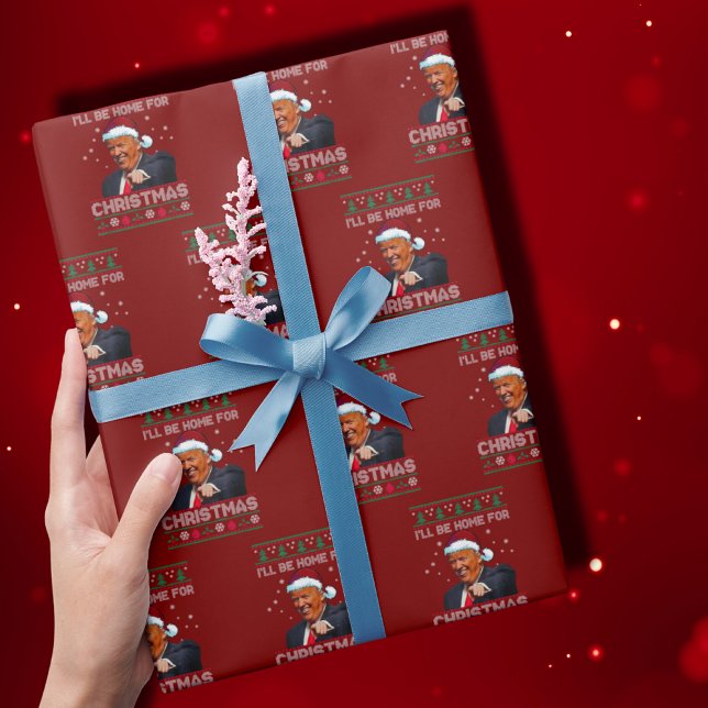 Papel De Presente Estarei em casa no Natal (Criador carregado)