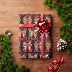 Papel De Presente Estarei em Casa no Natal Engraçado Trump Papai Noe