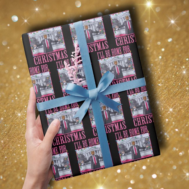 Papel De Presente Estarei Em Casa Para O Natal Engraçado Trump Santa (Criador carregado)