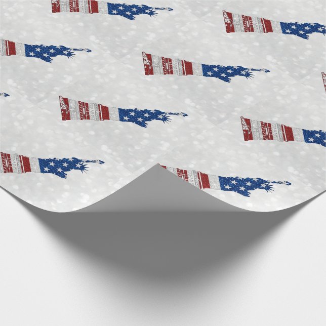 Papel De Presente Estátua da Liberdade Glitter 4 de Julho (Ponta)