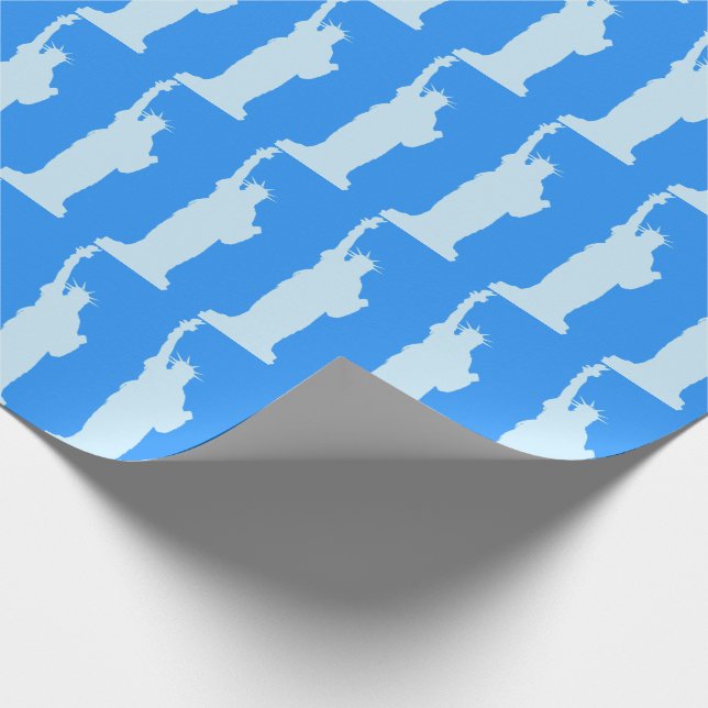 Papel De Presente Estátua da Liberdade - Padrão Azul Elegante de Nov (Ponta)