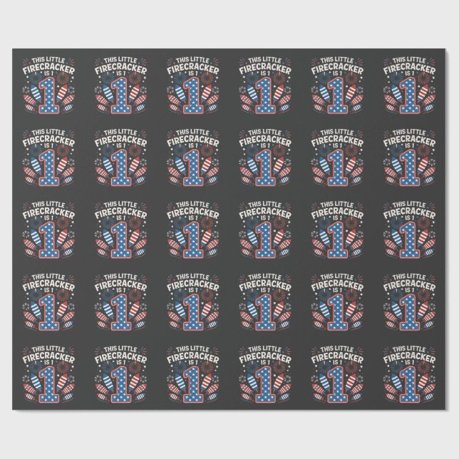 Papel De Presente Este Pequeno Firecracker é 1 Aniversário 4 de julh (Aberto)