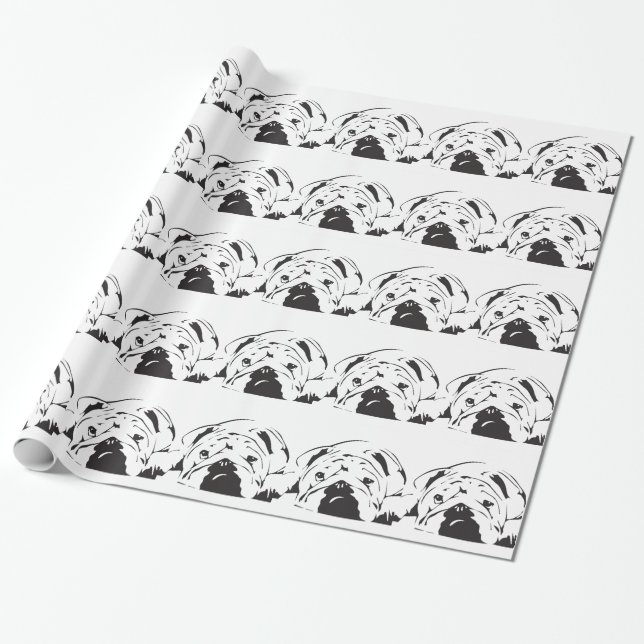 Papel De Presente Estêncil britânico do buldogue (Desenrolado)