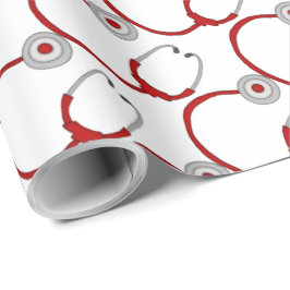 Papel De Presente Estetoscópio-Enfermeira vermelha bonito