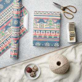 Papel De Presente Estilo Aztec da Árvore de Natal - Feriado Único