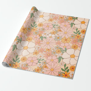 Papel De Presente Estilo Botânico do Hippie Floral Retro-Boêmiano Vi