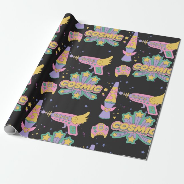 Papel De Presente Estilo cósmico 90s (Desenrolado)