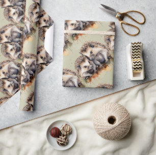 Papel De Presente Estilo de Aquarela Bela Arte Animal de Chapeleiro