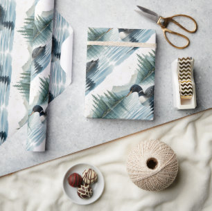 Papel De Presente Estilo de Aquarela Comum Loon Bird