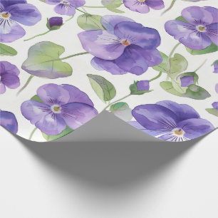 Papel De Presente Estilo de Aquarela Flores do Tipo Pansy Púrpura