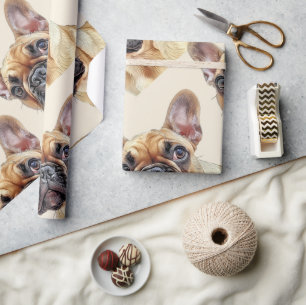 Papel De Presente Estilo de Aquarelas - Arte Animal Cura-Bulldog Fra