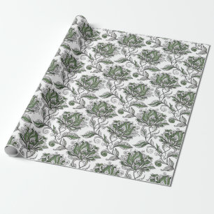 Papel De Presente Estilo de Arte de Rabiscos Abstratos Florais Tons