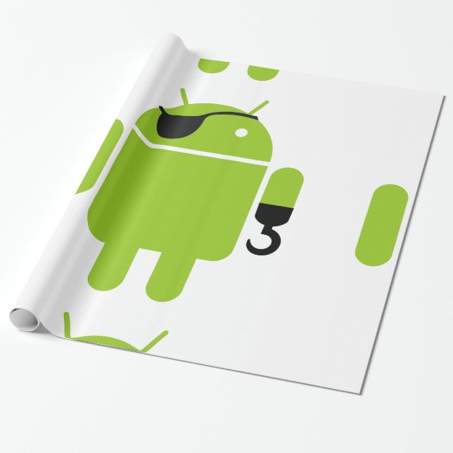 Papel De Presente Estilo de Pirata de Robô Android (Desenrolado)