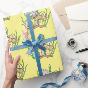 Papel De Presente Estilo de Pop de Arte Amarelo Cor-de-Rosa Retro Co