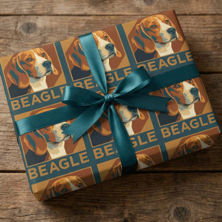 Papel De Presente Estilo de Retrô do Retrato do Beagle Clássico