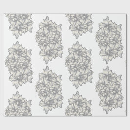 Papel De Presente Estilo de Tatuagem Floral Barroco Escuro