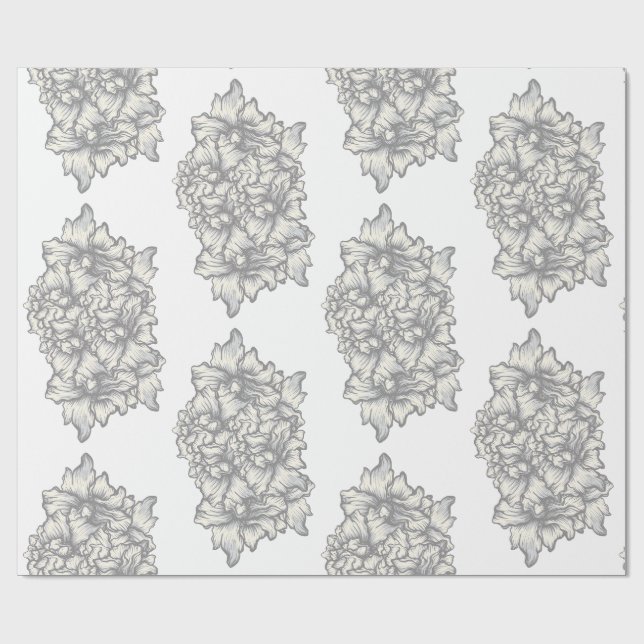 Papel De Presente Estilo de Tatuagem Floral Barroco Escuro (Aberto)
