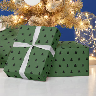 Papel De Presente Estilo Escandi Verde Árvore de Pinho de Natal Min