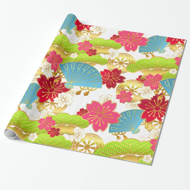 Papel De Presente Estilo Giftwrap de Chiyogami (Desenrolado)