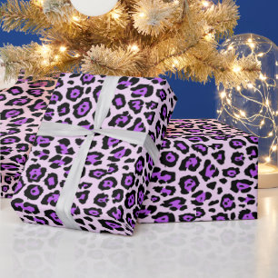 Papel De Presente Estilo impresso de animal de leopardo neon orquíde