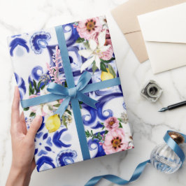 Papel De Presente estilo italiano,azulejos,majolica,Impressão de tud