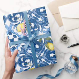 Papel De Presente estilo italiano,azulejos,majolica,limão,Impressão