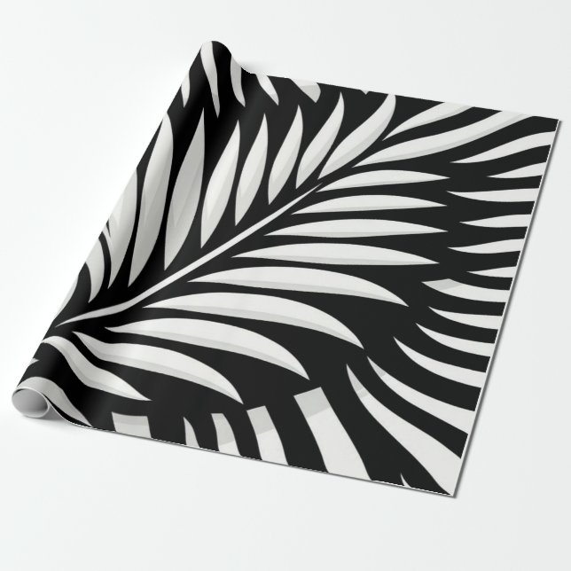 Papel De Presente Estilo Leaf Zebra Stripes (Desenrolado)