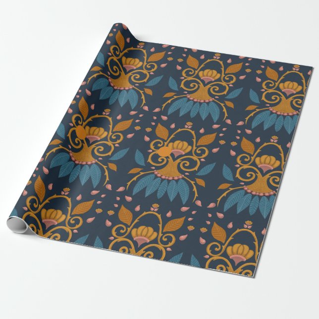Papel De Presente Estilo medieval do padrão do ornamentado (Desenrolado)