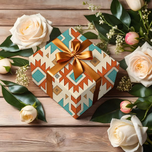 Papel De Presente Estilo Nativo Americano Inspirado em Gemstone Trib