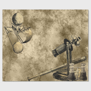 Papel De Presente Estilo Náutico Vintage Dourado Vitoriano Steampunk