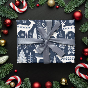 Papel De Presente Estilo Nórdico Velho Azul