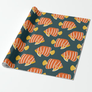 Papel De Presente Estilo perfeito de colheita com peixe. Design cria
