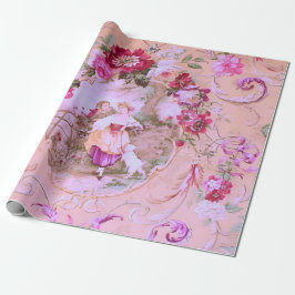 Papel De Presente Estilo Toile Rococo Vitoriano - Estilo Cor de Rosa