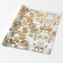 Estilo Vintage Grunge Dourado Padrão Floral Damask