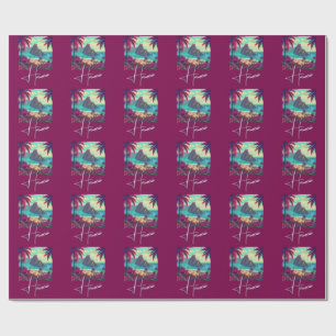 Papel De Presente Estilo Vintage Havaiano Viagem Honolulu Meio-Pacíf