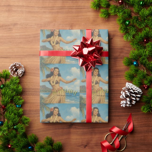 Papel De Presente Estilo Vintage Viagem Havaí (Presente de Natal)
