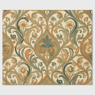 Papel De Presente Estilo William Morris com Padrão Floral de Videira