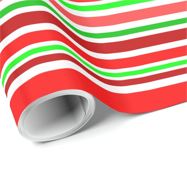 Papel De Presente Estilos de Canas de Natal Branco Verde Vermelho (Ponta do rolo)
