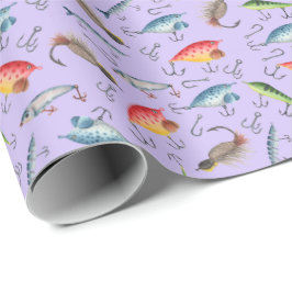 Papel De Presente Estirpes de pesca em roxo claro
