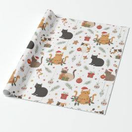 Papel De Presente estive Meowy Christmas Cat Pattern Gift